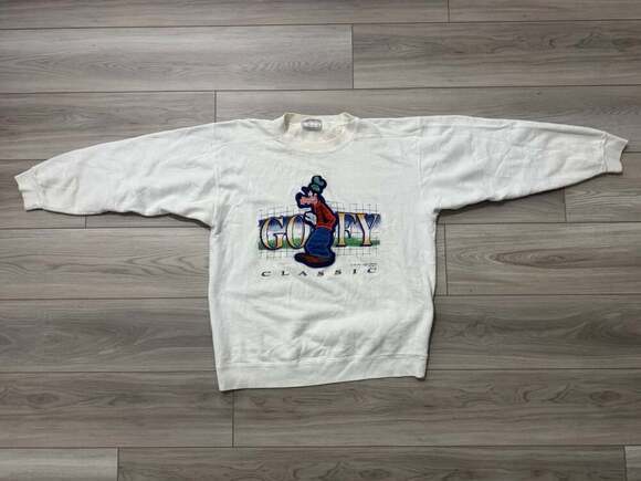 Genus Other - Vintage 90s Goofy Classic Disney Genus Sweatshirt USA Made Applique White Size M